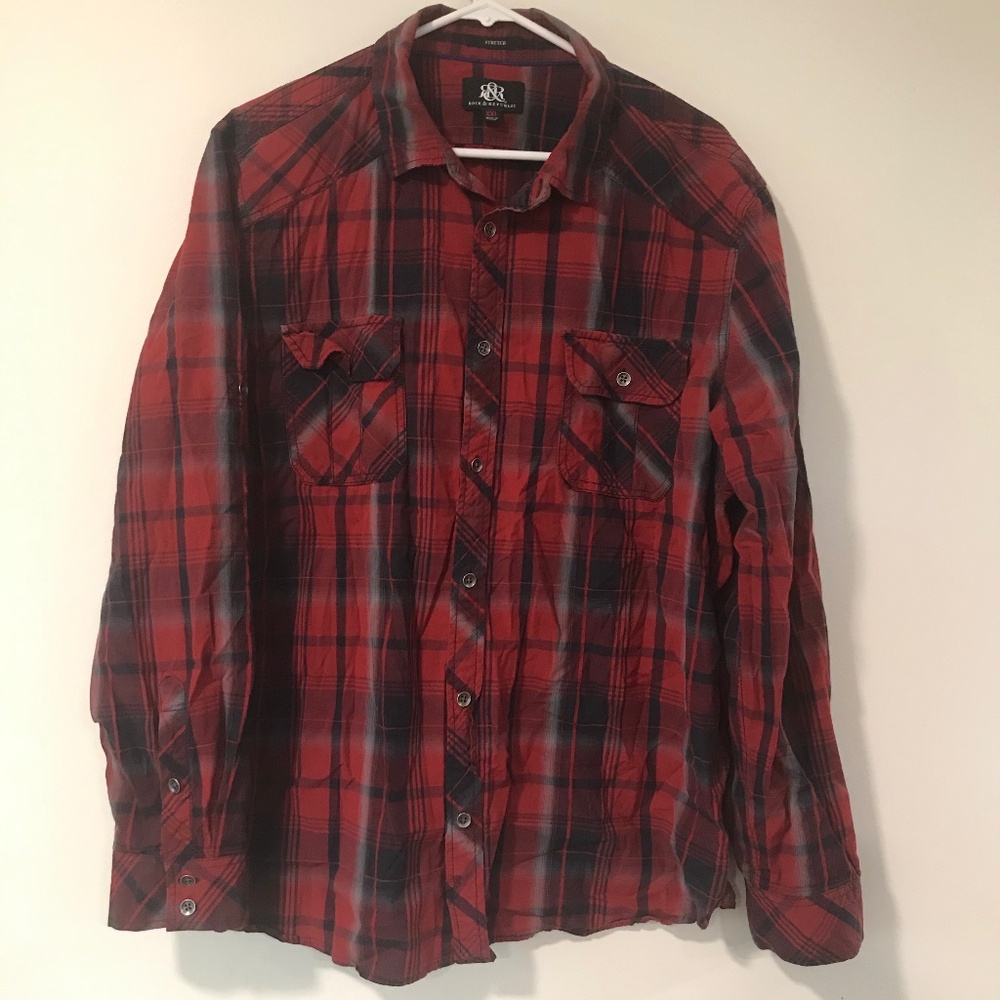 🍓Rock & Republic Western Plaid Button Down Shirt